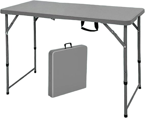 Portable Folding Table with Carrying Handle for Indoor Outdoor Picnic Party Camping Heavy Duty Plastic Fold in Half Table for Beaches and Barbecues