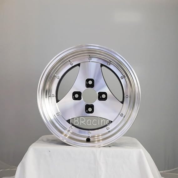 4 Pcs Rota Tri-al Wheels 15x8 Pcd:4x114.3 Offset:0 Hb:73 Full Polish Black