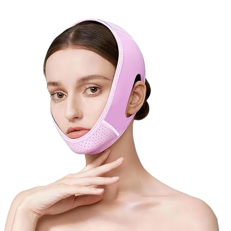 V Line Lifting Mask wiederverwendbare Doppelkinn Maske – Jawline Former &amp; Kinnmaske zum Schlafen Lila ﻿