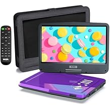 SUNPIN 12.5" Portable DVD Player with 10.5" HD Swivel Screen,DVD Player 5 Hours Long Lasting Battery,DVD Player for Car Headrest Mount Case,Car Charger,Power Adaptor,for USB/SD/DVD/Sync TV,Purple