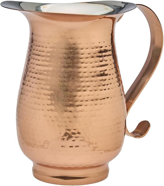 Godinger Beverage Pitcher Hot, Cold Water Jug, Juice and Iced Tea Beverage Carafe Hammered Design