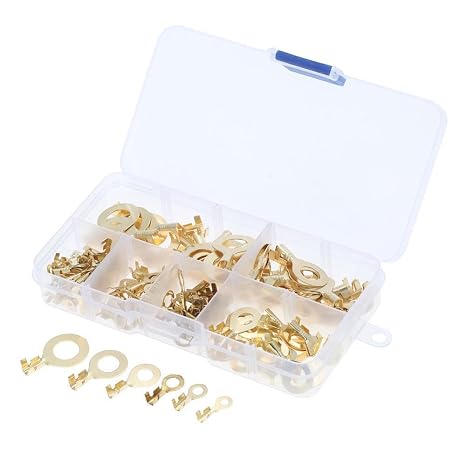 150PCS M3 M4 M5 M6 M8 M10 O-Shaped Non-Insulated Copper Ring Terminal Block Cold Pressed Wire Crimp Connectors Assortment