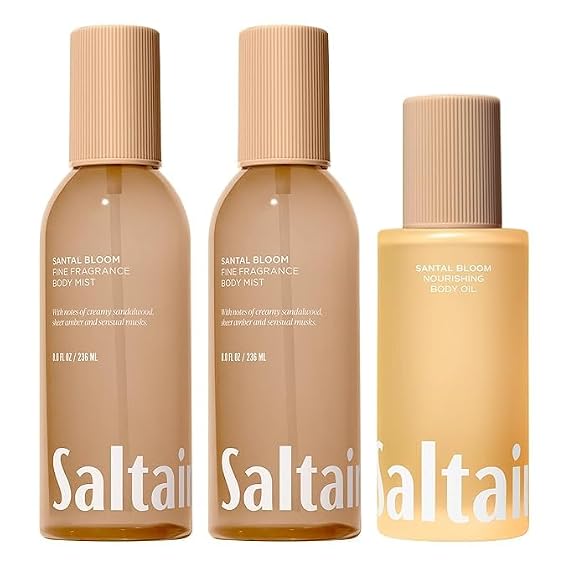 Saltair Body Care Set | Body Oil + Body Mist | Santal Bloom, 2 Pack