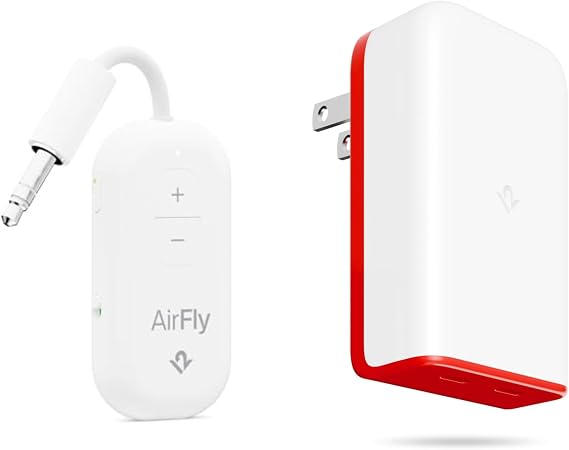 AirFly Pro 2 Bluetooth Adapter + Twelve South PlugBug 50W USB-C Charger Travel Bundle for Airplane Audio & Fast Charging iPhone, iPad, MacBook & More