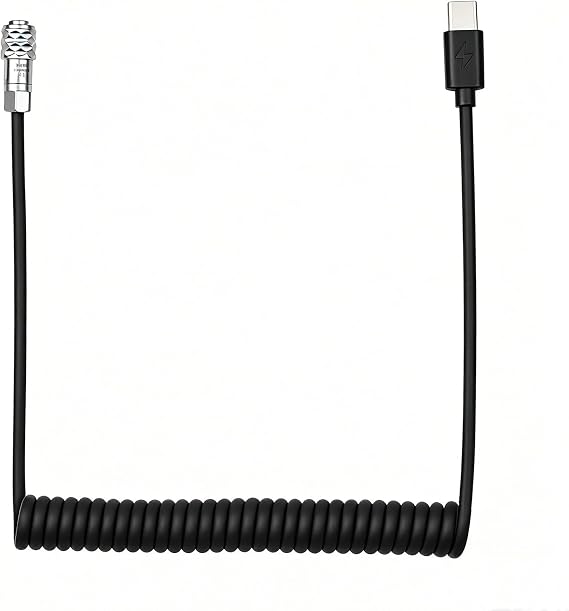Andoer USB Type C to BMPCC 4K/6K Coiled Data Spring Power Cable 9V/12V