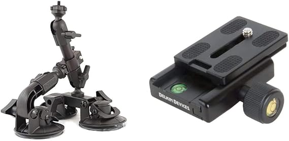 Delkin Fat Gecko Triple Suction Camera Mount Bundle with Quick Release Kit