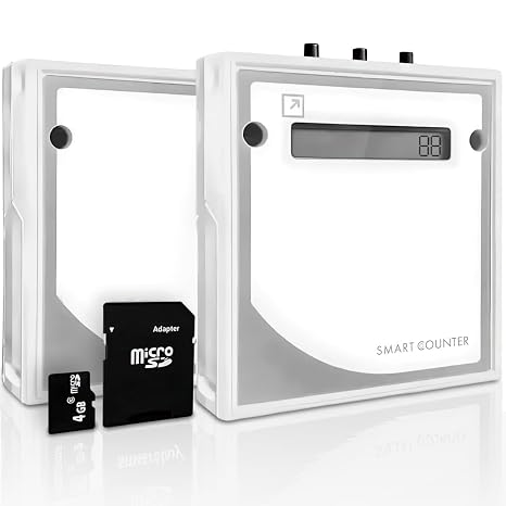 Retail People Counter Sensor - Wireless Door Counter for Business, Infrared Foot Traffic & Visitor Counter, Battery Operated, Reset Protection, Hourly Statistics, White