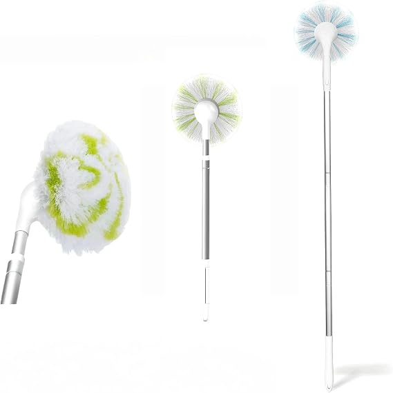 Tub Tile Scrubber Brush Bundle: 1Pc 48 Long Handle + 1Pc 28 Extendable Pole, Non-Scratch Bathroom Cleaning Set