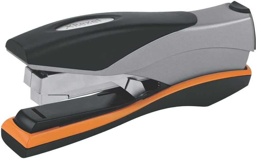 Rexel Optima 40 Low Force Stapler, 40 Sheet Capacity, Flat Clinch Stapling, 266 Staples Included, SilverBlack, 2102357