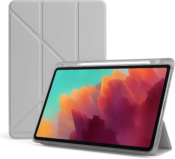 UnDePlus Samsung Galaxy Tab A11 Plus 11inç X230 ile uyumlu Kılıf Kalem Bölmeli Trifolding Case X235 X236B Gri