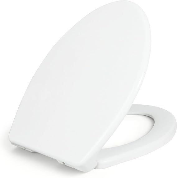 LUXE TS1008E Slow Close Elongated Comfort Fit Toilet Seat, White