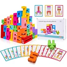 40PCS Wooden Number Building Blocks Stacking Toys for Kids Digital Building Blocks 1-10 Math Learning Tool Classroom Prizes Birthday Christmas Party Favors for Boys Girls Goodie Bag Stuffers