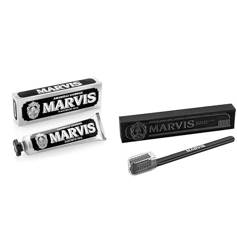 Marvis Amarelli Licorice Toothpaste, 3.86 oz and Medium Bristle Toothbrush
