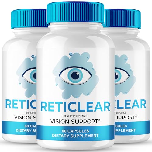 RetiClear Vision Support Capsules, Official RetiClear Eye Health Supplement Pills - Maximum Strength, All Natural for Visual Wellness & Crystal Clear Vision, Premium Reti Clear Reviews 3 Pack