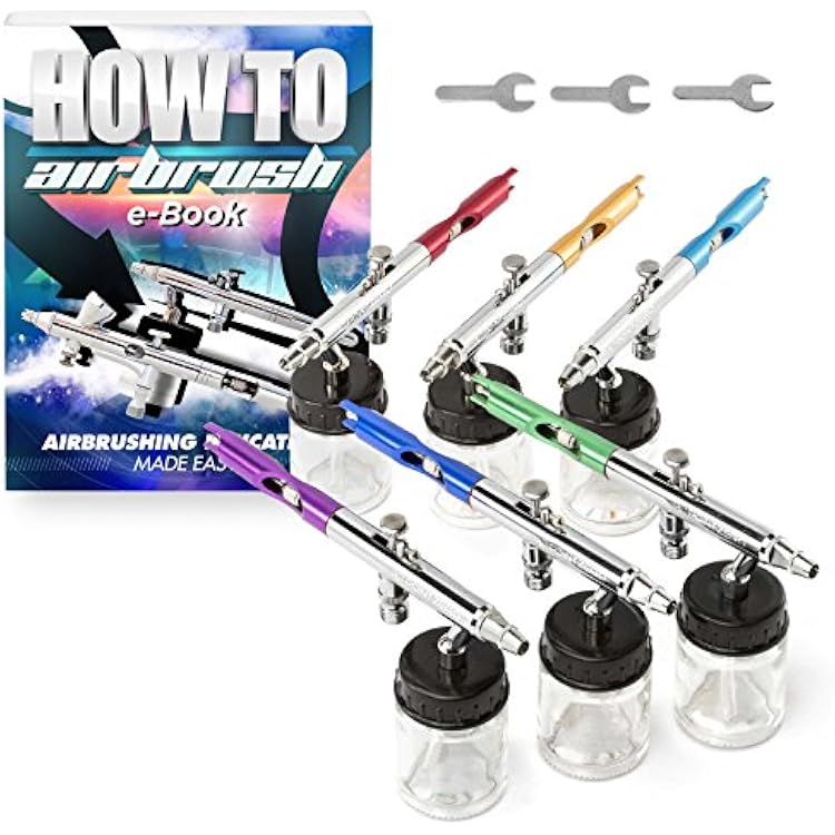 PointZero PZ-12XS Dual-Action Six Airbrush Set wCarry Case