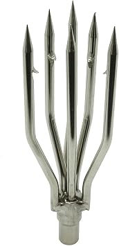 Scuba Choice 6mm Spearfishing Pole Spear Tip, 4.5" Stainless Steel Paralyzer with 6 Prongs & Barbs, Heavy-Duty Replacement Head for Ice Fishing, Cold Water, and Winter Spearfishing Precision