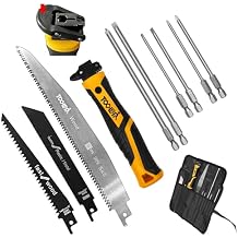 TOOLAN 10 in 1 Multi Magnetic Tip Screwdriver Set with hand saw, 3 Phillips and 3 Flat, Professional Grip, Jab saw,for cutting drywall,Sheetrock wood Metel plastic plywood, quick Change Mechaism