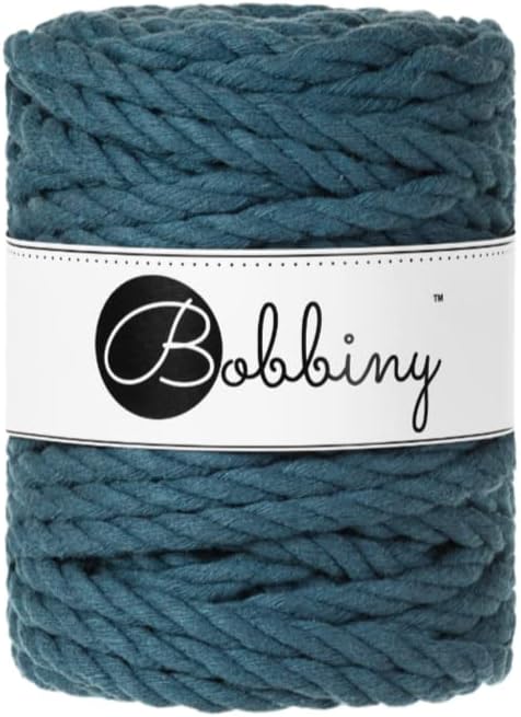 Bobbiny 3 ply 9mm Macrame Cord (Peacock Blue) 33yds/98ft (100% Recycled Cotton)
