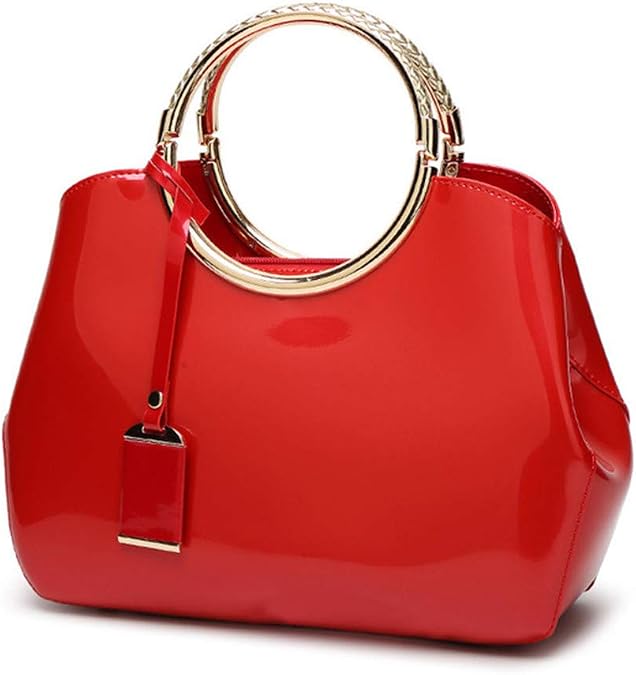 Women Handbags, Ladies Top Handle Bags, Patent Leather Stylish Tote Shoulder Bags Purse for Work, Wedding, Shopping, Dating