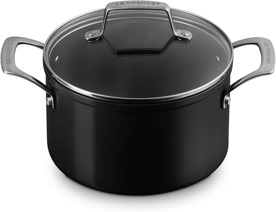 Le Creuset Essential Non-Stick Ceramic Stockpot with Glass Lid, 4 qt.