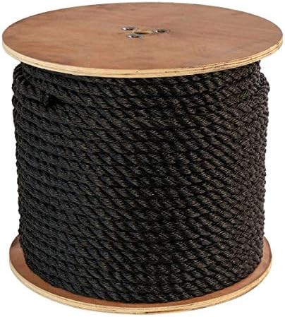 GWP 14 x 600 3 Strand Black Polypropylene Rope 1,125 lbs. Tensile Strength Various Sizes in Listing