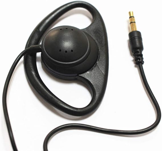 D Shape Earpiece Headset 3.5mm Single Side Earphone Hook Earbud for Tour Guide System Receiver Tablet Laptop PC Skype YouTube MP3/4 DVD