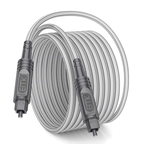 EMK 26Ft Digital Optical Audio Cable Toslink Cable - Fiber Optic Cord for Home Theater,Sound bar,TV,Gaming Console,Musical Instrument,Projector,Speaker