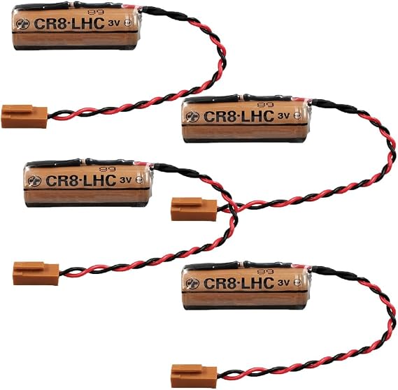 (4-Pack CR8.LHC 3V 2600mAh Non-Rechargeable Battery for CR8-LHC 17450 Battery Memory Backup Power Source Water Meter with Brown Connector