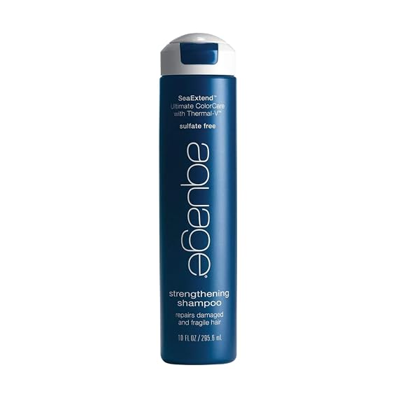 Aquage Strengthening Shampoo & Moisturizing Color-Safe Hair Wash, 10 oz | Repairs and Hydrates Fine, Dry & Damaged Strands, Controls Frizz & Breakage for Women & Men, Sulfate-Free, AlgaePlex Formula