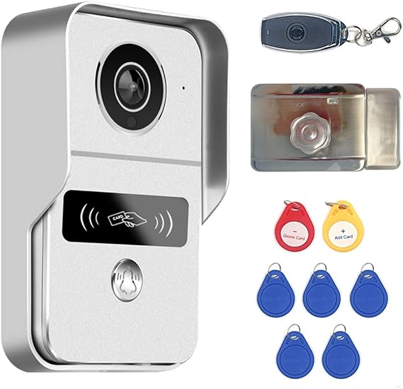 1080P Tuya Smart Video Doorbell WiFi Wireless Video Intercom for Home Apartment Office Security RFID Wireless Door Viewer Camera Intercom (Doorbell with Remote Control & Lock)