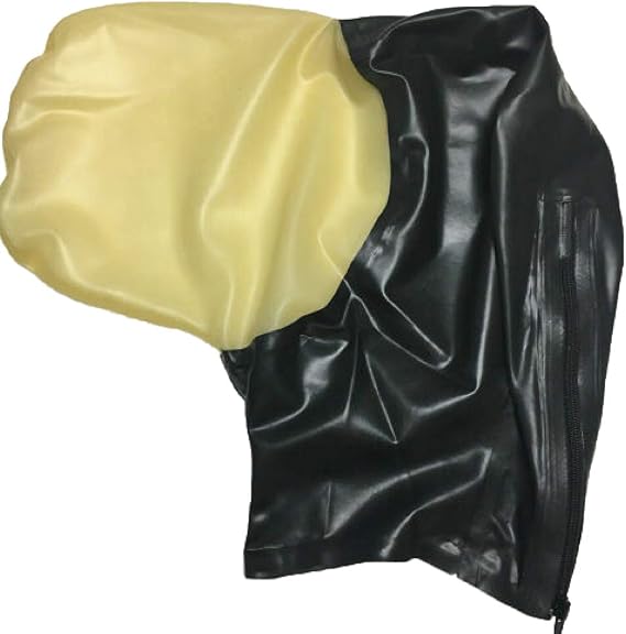 Latex Hood with Sealed Breathing Bag for Experience Suffocation Rubber Mask Cosplay