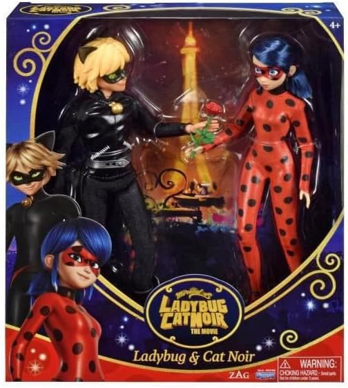 BANDAI Miraculous Ladybug & Cat Noir The Movie Fashion Doll 2 Pack | 26cm Ladybug and Cat Noir Dolls | Miraculous Movie Dolls Make Great Toys for Girls and Boys
