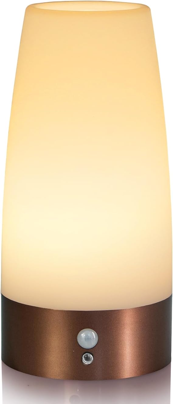 Betus Motion Sensor Night Light, Battery Operated Lamp with 2 Sensored Modes - Retro Bedside Table Desk Lamp with Soft Ambient Light for Bedroom, Living Room, Kitchen Kids Room
