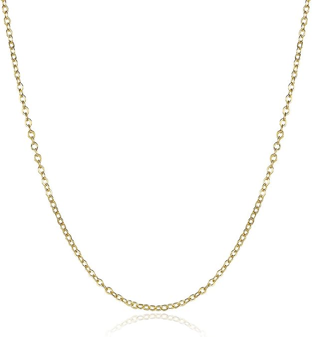 BODYA 1.5MM Round Cable Link Chain Necklace 18" 20" Italian Thin Strong Lobster Clasp Three Tone Color