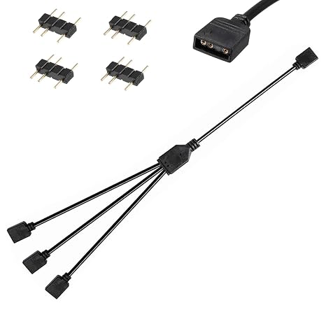RGB Extension Cable 3 Pin, Computer Motherboard ARGB Interface Extension Cable Female Connetor, 5 V Argb 3-Pin Connector 1-3