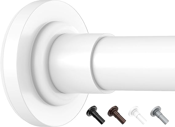 Yeabett Extendable Curtain Poles, 48-190.5cm Tension Rods for Curtains, Telescopic Curtain Pole for Bathroom or Windows, No Drilling, No Slip, No Rust, White