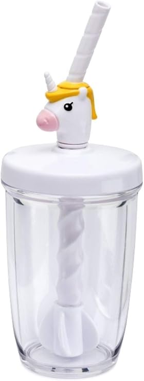 Joie Unicorn Milk Mix with Lid Pump and Drinking Straw, 10-Ounce Capacity
