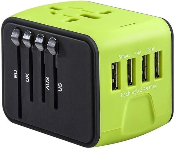 Power Plug Adapter 4 USB Ports Wall Charger Adapter Travel Portable International Multi-Function Socket Converter Adapter