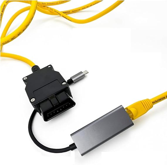 OHP ENET OBD2 KABLOSU (Enet Kablosu + USB Tip C) BMW ENET Kablo OBD2’den RJ45’e Dönüştürücü | F Serisi Kodlama, BimmerCode ve Teşhis Yazılımları ile Uyumlu Ethernet Arayüz Kablosu