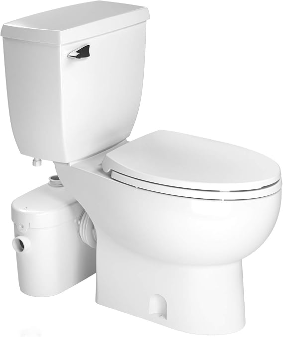 Saniflo Saniacess2 Macerator Pump + Elongated Toilet Kit, White Finish