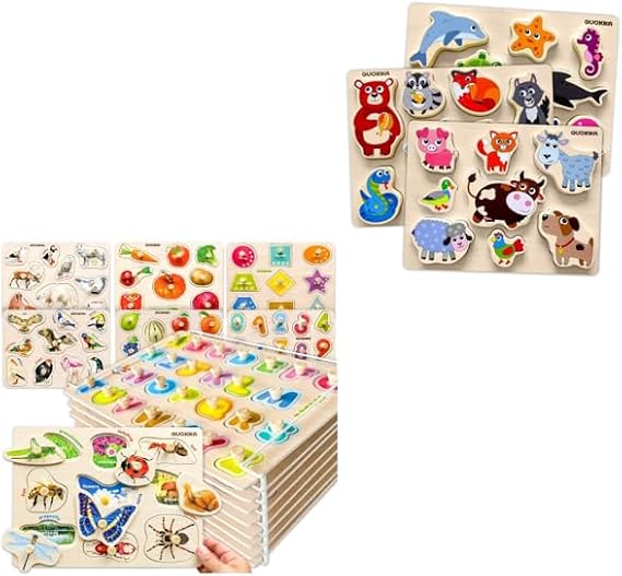 QUOKKA Wooden Puzzles for Toddlers 1-3 Ages