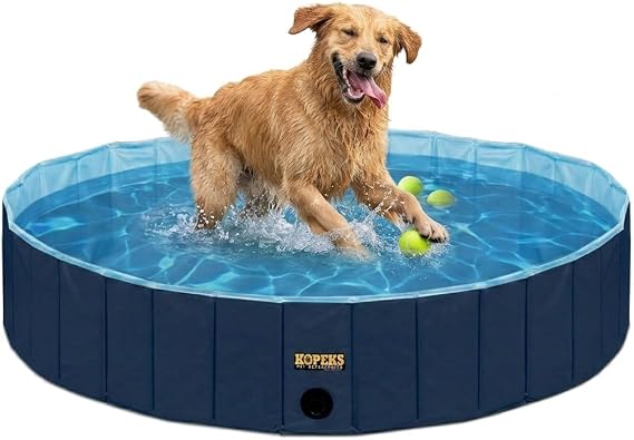 KOPEKS Outdoor Swimming Pool Bathing Tub - Portable Foldable - Ideal for Pets - XL 63" x 12",Blue,Pool-Blue-XL