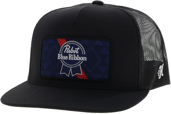 HOOEY Officially Licensed Pabst Blue Ribbon One Size Fits All Adjustable Snapback Hat for Men and Women Mesh Back Trucker Hat
