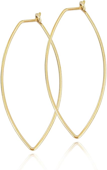 Altitude Boutique Upside Down Open Hoop Earrings - Lightweight Hypoallergenic Wire Dangle Drop Threader Earrings in Gold, Rose Gold, or Silver | Delicate Jewelry