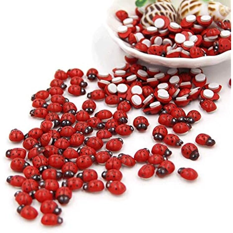 Shindel 100-Pack Wooden Ladybug Stickers, Self-Adhesive Realistic 3D Decor for DIY Crafts, Scrapbooks, Home Garden & Party Decoration