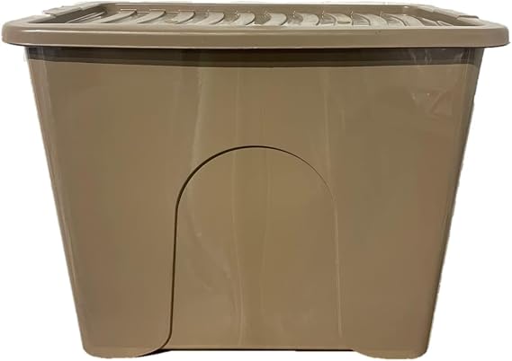 Large 80L Storage Box Plastic Storage Boxes with Lid, 80 Litre Capacity, Durable Home and Office Solution, Coloured Box for Toys, Room, Garage - (Clear with Black Lid, 3)