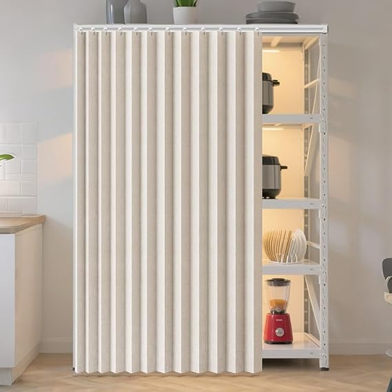 Customize Cabinet Curtains for Shelves with Self-Adhesive Slide Rail No Drilling Required