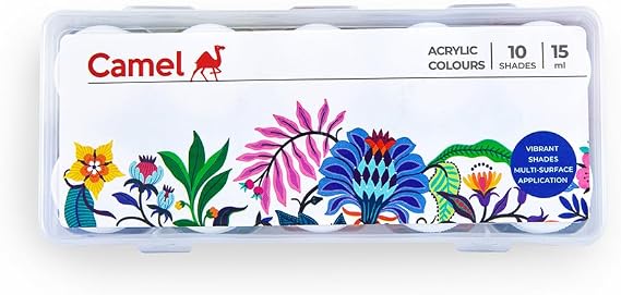Camlin Kokuyo Fabrica Acrylic Ultra Color - 15ml Each, 10 Shades