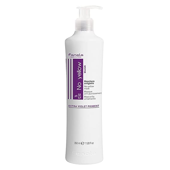 Fanola No Yellow Purple Hair Mask & Repair Treatment, 11.8 oz | Acidic pH Deep Conditioner for Blonde, Bleached & Grey Strands, Anti Brassy Tones, Color-Safe & Extending, Nourishes & Shines