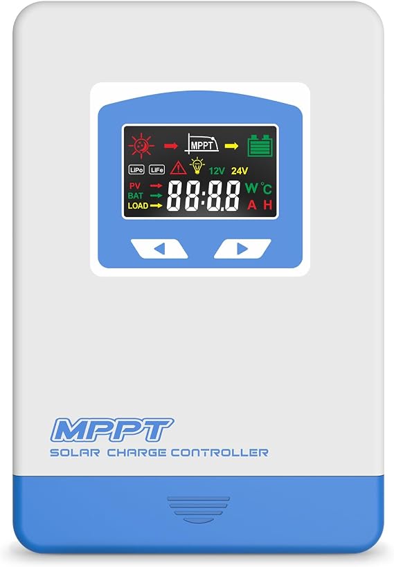 30A MPPT Solar Charge Controller 12V/24V Auto, mppt Controller 30a Solar Regulator 30Aw/LCD Display Work for AGM, Gel, Flooded and Lithium Battery Charging